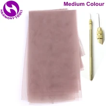 HARMONY 5 ярдов средняя коричневая швейцарская кружевная сетка для волос+ 5 шт. вентиляционные иглы комплект для изготовления париков Toupee верхнее закрытие и фронтальная кружевная лента