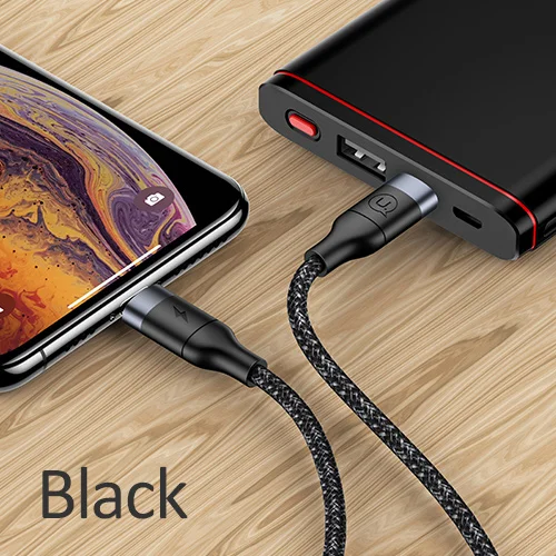 USAMS usb type C кабель для освещения 18 Вт PD кабель для быстрой зарядки для iPhone XS Max XR X 8 Plus iPad Pro для Lightning-USB C провод - Цвет: Black