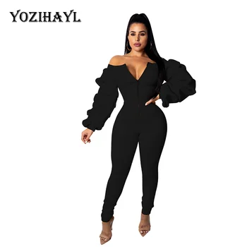 

YOZIHAYL Hot Women Solid Color Off Shoulder Skinny Jumpsuits Autumn Popular Slim Long Sleeve Rompers Fashion Sexy Club Jumpsuits