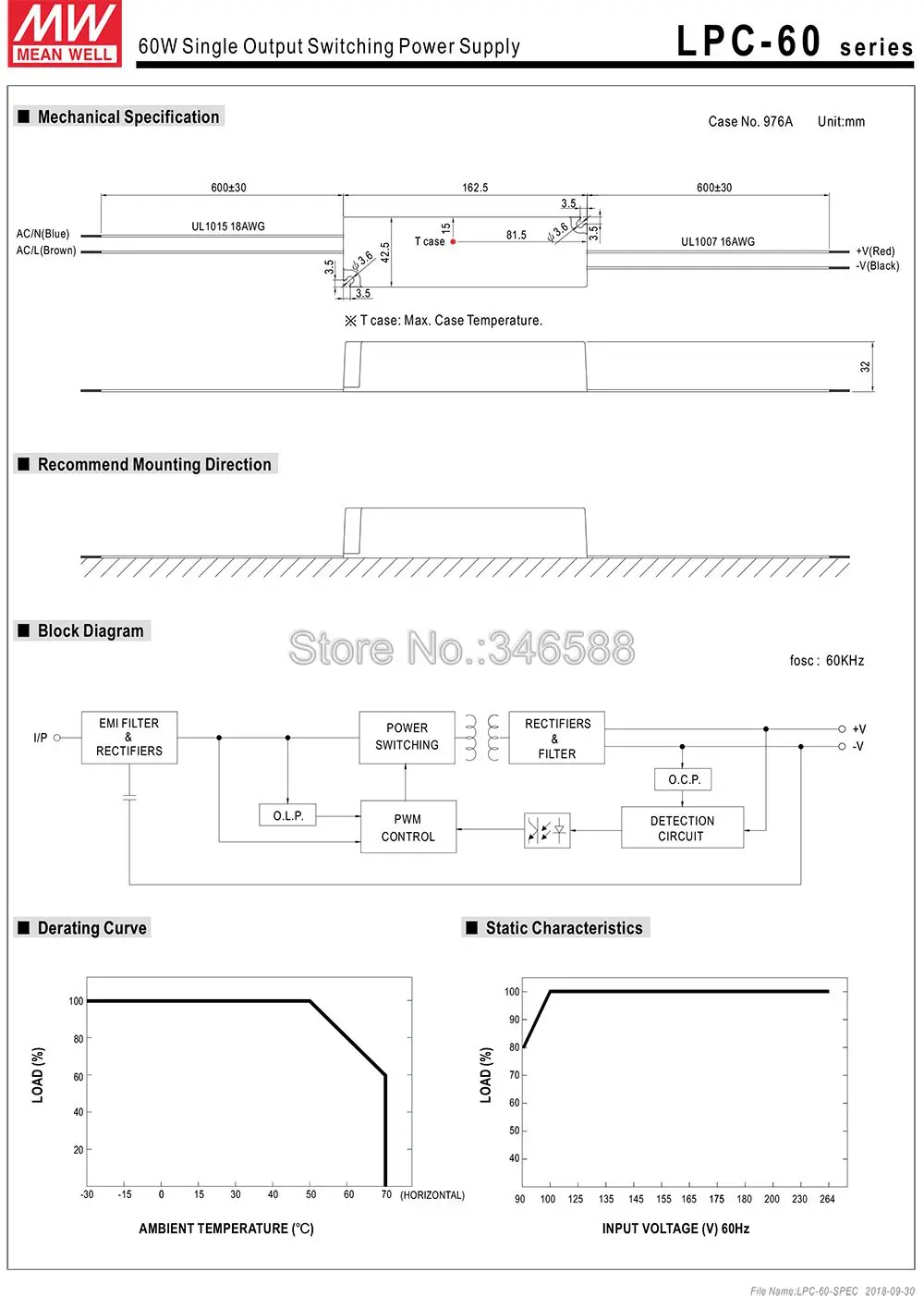 Meanwell LPC-60-1400 импульсный источник питания с драйвером постоянного тока для светодиода выход 60 Вт 1400mA для 1 шт. Cob Cree CXB3590 CXA2530