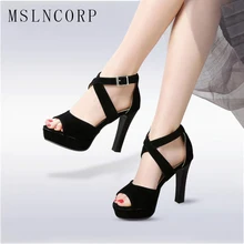 plus size 34-43 Fashion New Summer Peep Toe Ankle Cross Strap Thick High Heel Sandals Platform Lady Women Sexy Party Pumps Shoes цена plus size 34-43 Fashion New Summer Peep Toe Ankle Cross Strap Thick High Heel Sandals Platform Lady Women Sexy Party Pumps Shoes цены онлайн
