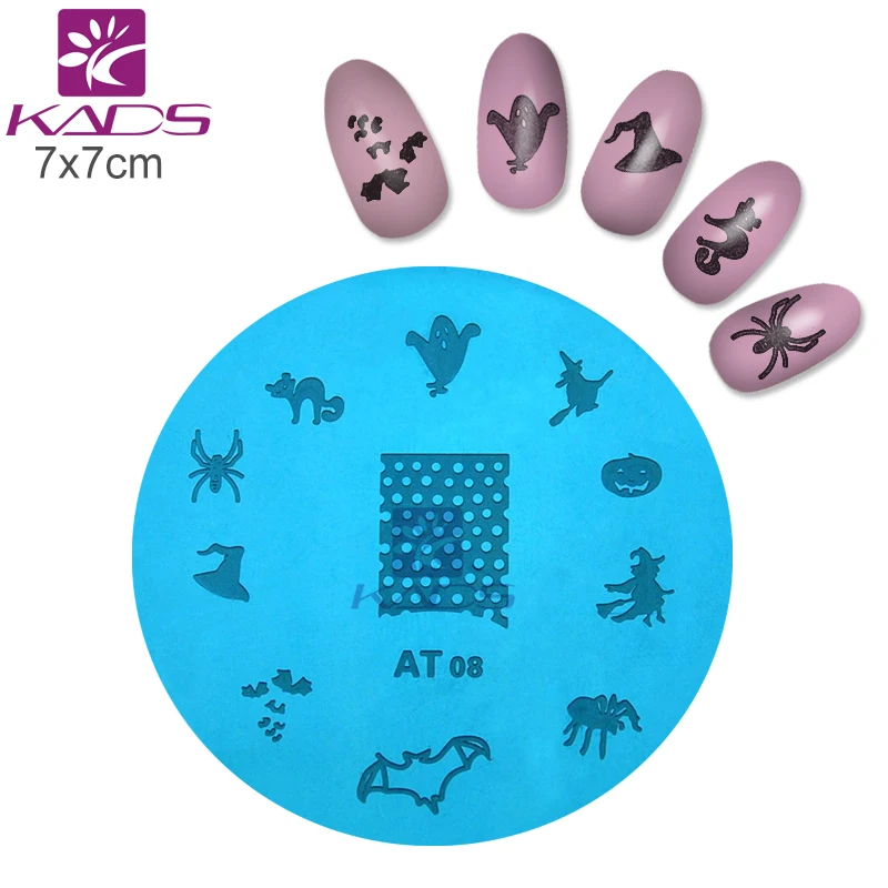 KADS AT08 Хэллоуин Bat и тыквы Призрак DIY Nail Art тиснение Печати Ногтей Штамп Изображения