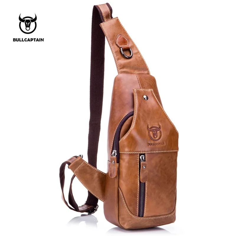 

BULLCAPTAIN 2018 Fashion Genuine Leather Crossbody Bags men casual messenger bag Small Single Brand Designer Male Shoulder Bag