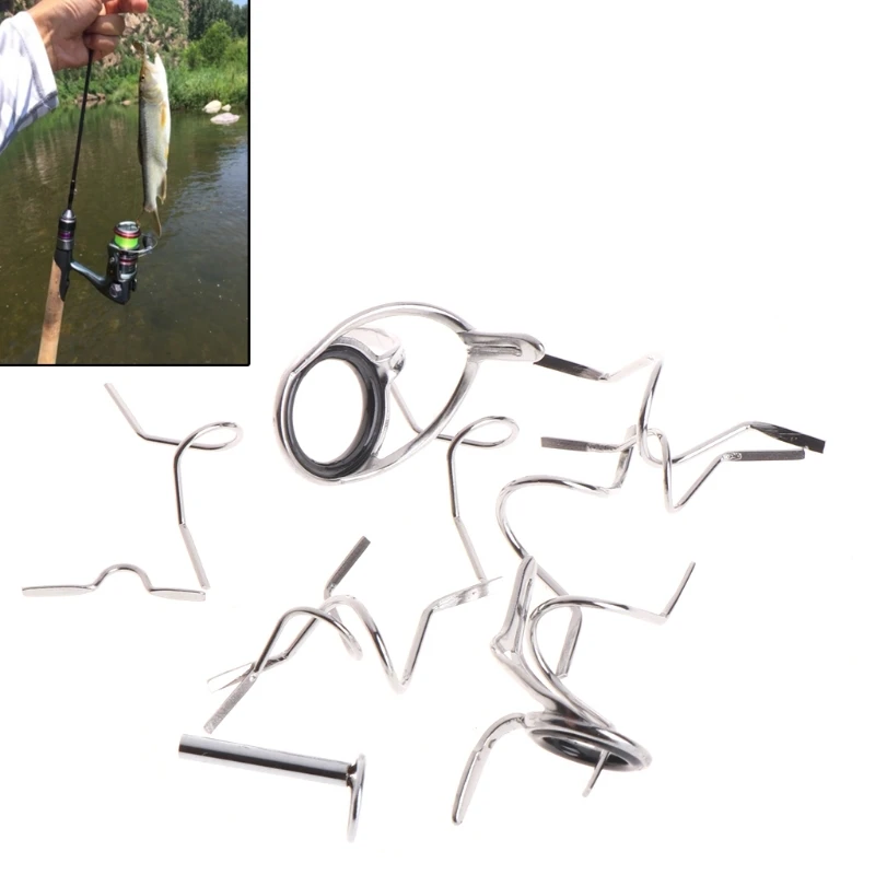 1 Набор рыболовных удочек, направляющий глаз из нержавеющей стали, набор для ремонта смешанных колец
