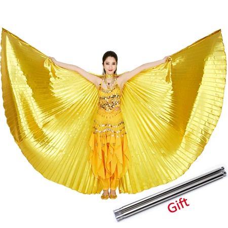 Танец живота Isis Крылья принадлежности для танца живота Болливуд Восточный Египет египетские крылья костюм с палочками для взрослых женщин золото - Цвет: Gold