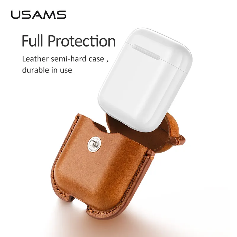 USAMS Роскошный кожаный чехол для Apple гарнитура для airpods Защитная крышка для Air Pods беспроводной bluetooth чехол для наушников протектор