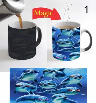 

Beautiful Cool Dolphins Fishes Magic Color Changing Tea Coffee Mug 11 Oz Gift