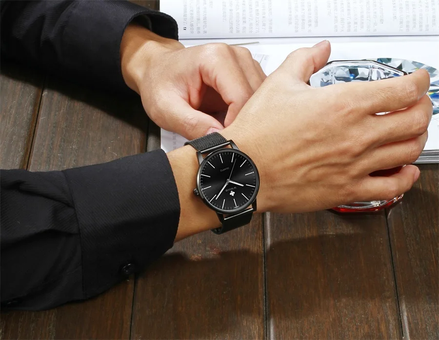Новинка WWOOR нарядные часы мужские модные повседневные японские кварцевые часы серебристо-белые часы с сетчатым ремешком из нержавеющей стали мужские часы Relogio
