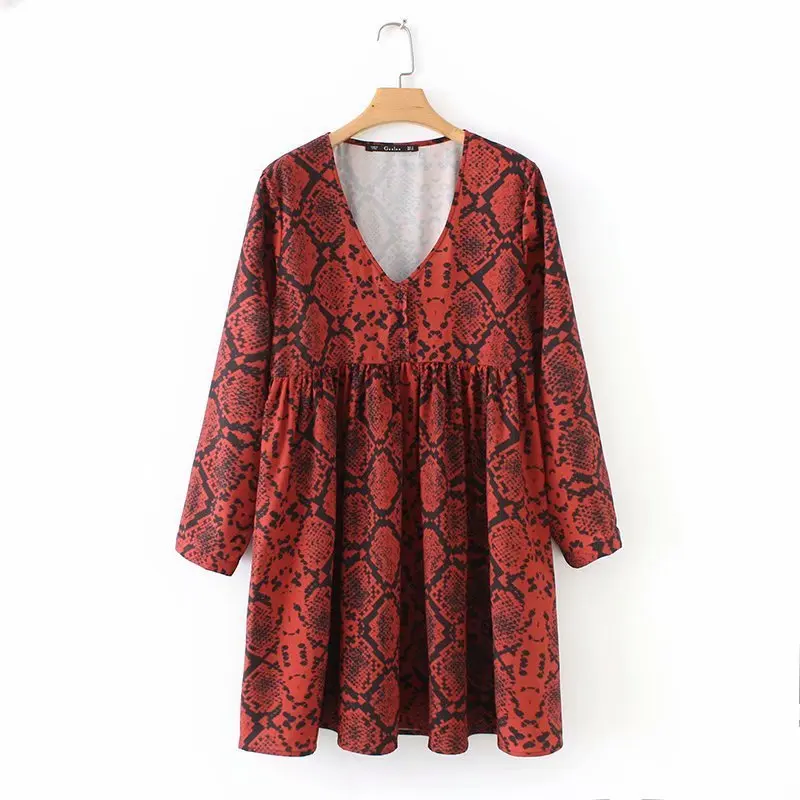 

New arrival TB45-18099 European and American fashion Snake Print Dress