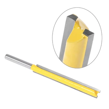 

TOOZO 1/4" Shank Extra Long Straight Router Bit Trimming Blade - 3/8" W x 3" H