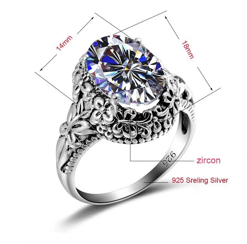 Szjinao Wholesale Victorian Style Restoring Ancient Ways Zircon 9100% 25 Sterling Silver Rings for Women