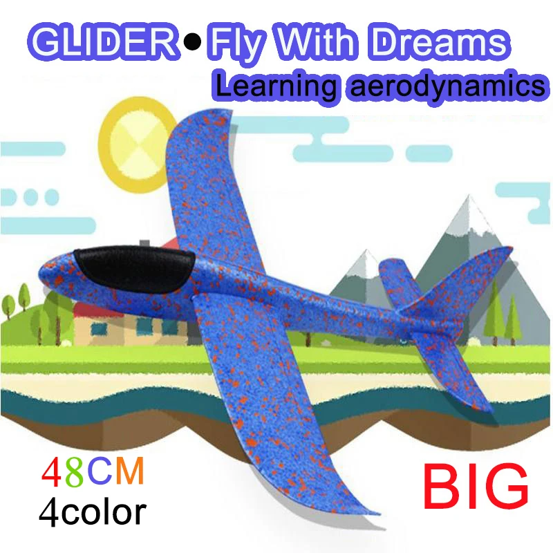 

2019NewArrival 48CM BIG Plane Hand Throwing Glider Toys For Children Foam Stunt Plane Multi-Functional Airplane Outdoor Game Toy
