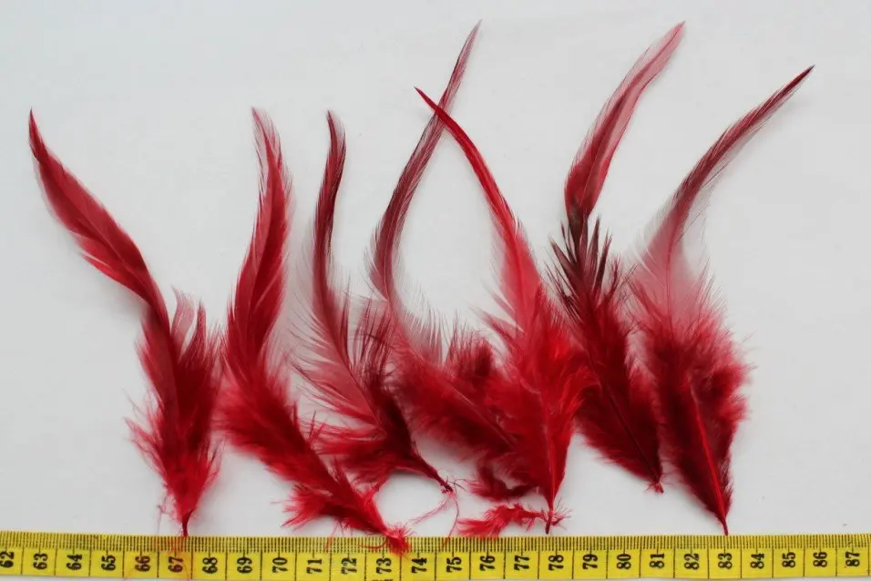

250pcs Selected Red Rooster Saddle Feather Hair Extensions Pack 4-6" for diy