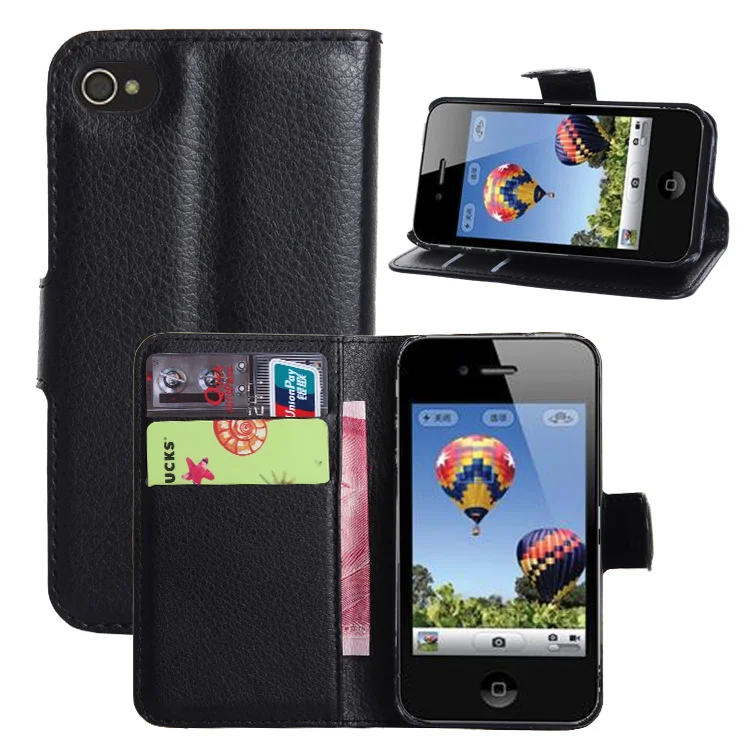 Для iPhone 4S Модный цветочный дизайн искусственная кожа подставка кошелек откидная