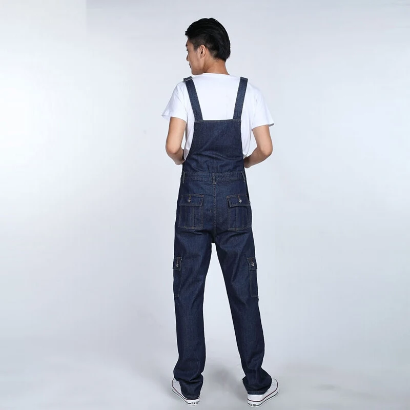 2016 модные Для мужчин плюс размер синий комбинезоны больших размеров S-5XL джинсовые комбинезон мода карманные комбинезоны мужской