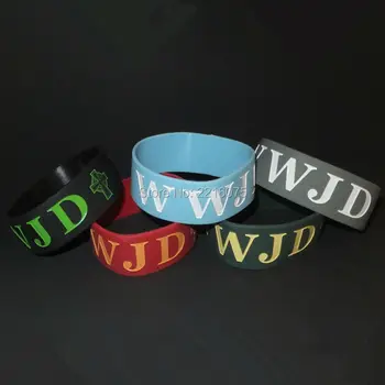 

300pcs one inch WWJD cross wristband silicone bracelets free shipping by DHL express