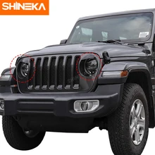SHINEAK Lampada Cappuccio Nero Copertura Del Faro Cornici Uccello Arrabbiato Head Light Trim 2018 per Jeep Wrangler JLU JL