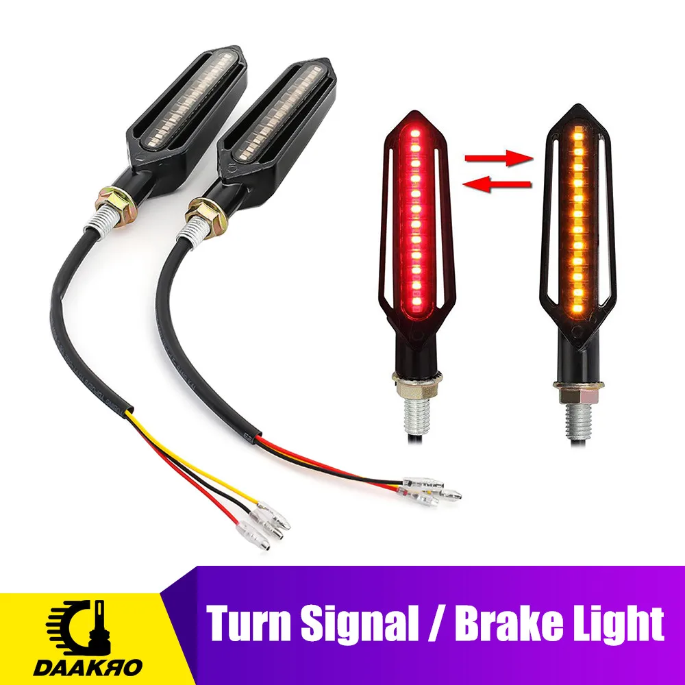 

2PCS/lot Sequential Flowing Water LED Motorcycle Turn Signal Indicator Lights DRL Brake Lamp Light Front/Rear