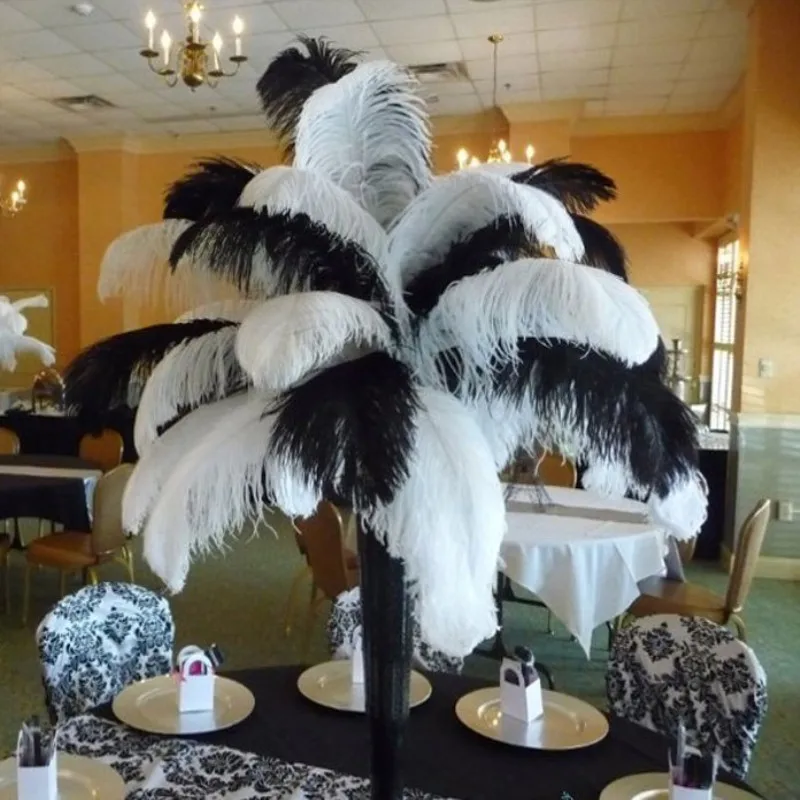 10 шт./лот, элегантные черные страусиные перья, 15-70 см, для рукоделия, для свадебной вечеринки, товары для карнавала, украшения для танцоров