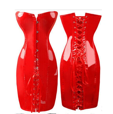 

Free shipping Good quality !!!!!Gothic Black Long CORSET Dress PVC Vinyl Size S-6XL Clubwear Steampunk