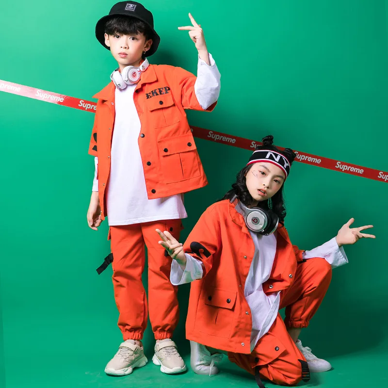 Kids Hip Hop Clothing Girls Boys Sweatshirt Jogger Pants Jazz Dance Costumes Set Ballroom Dancing Clothes Outfits Boys Coats