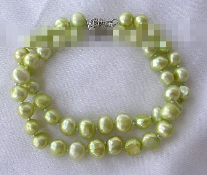

free shipping 01031 2rows baroque green freshwater cultured pearl bracelet