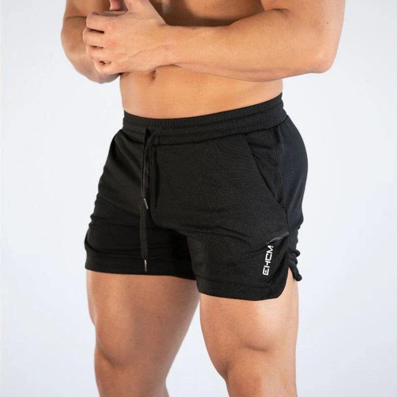 Pantalones cortos ajustados de moda para hombre, Shorts ajustados de color sólido para entrenamiento de culturismo, Shorts ajustados de mezcla algodón informales para correr, novedad|Pantalones - AliExpress