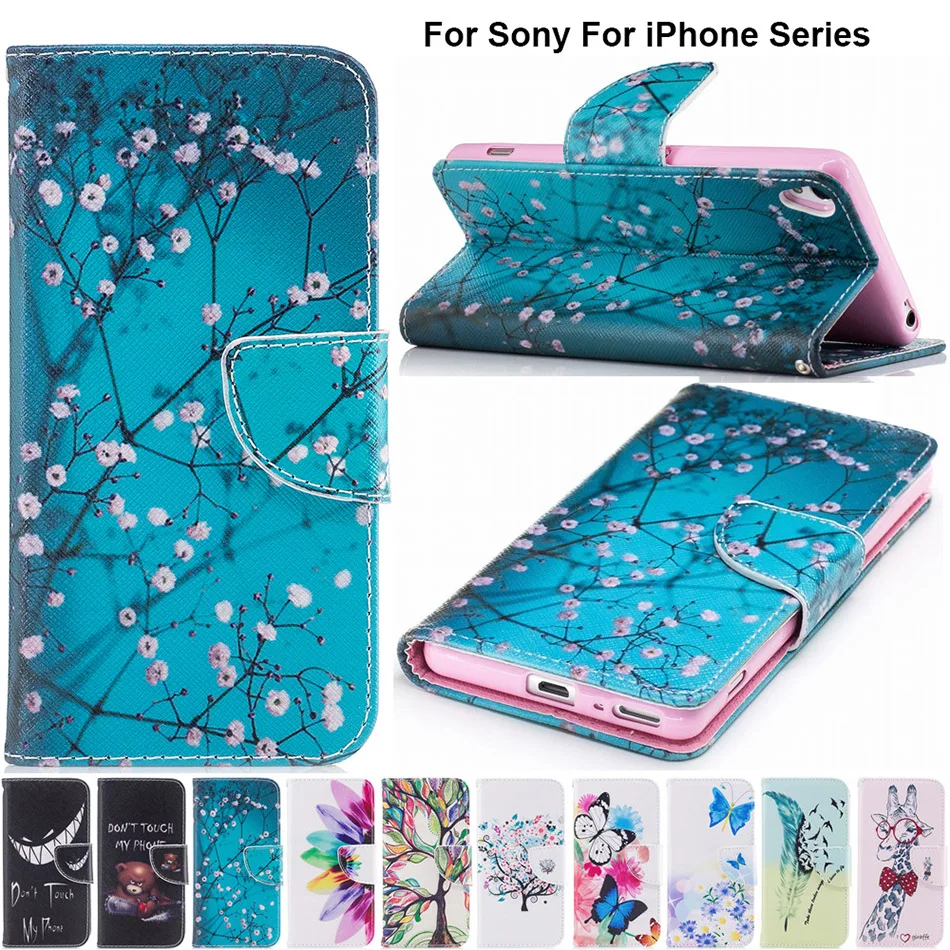 Goede B116 Leather Flip Wallet Case Voor Sony Xperia E6 L1 XA Dual XA1 Z6 XZ XZS XZ1 XA2 Ultra Z5 m5 Z5 Compact Mini M2 S50h M4 Cover