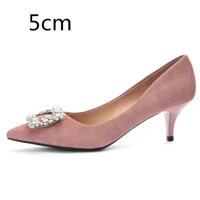 Свадебные босоножки для невесты; женская обувь на высоком каблуке; цвет шампанского; обувь для подружки невесты с кристаллами и стразами; атласная обувь с ремешком на щиколотке; обувь для подружки невесты - Цвет: Pink-5cm