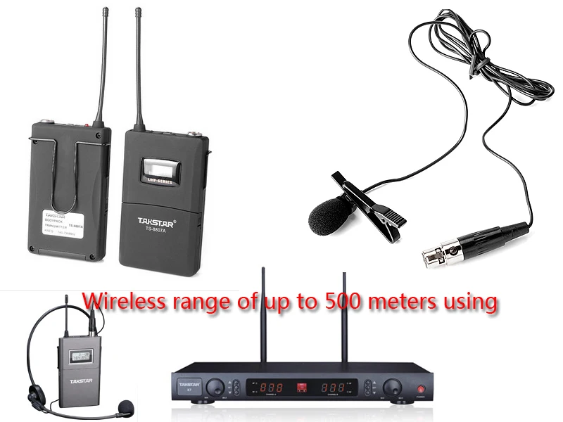 Hot Sale Two Lapel microphone OR Two Headset Microphone Long range 500m
