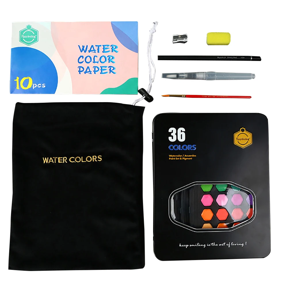 

Practical 36-color School Drawing Painting Watercolor Pigment Set Student Stationery Hand-painted Art Supplies Professional Gift