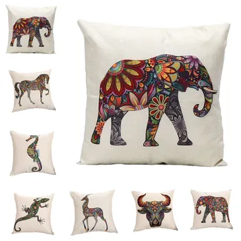 

Bohemian Style Animal Pattern Pillow Case Chair Seat and Waist Square 45x45cm Cotton Linen Pillow Cover Home Living