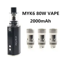 Myk6 80 Вт Vape Mod kit коробка ручка 2000 mAh Батарея 3,0 мл K6 распылитель светодиодный Большой дым испаритель вейпер электронная сигарета