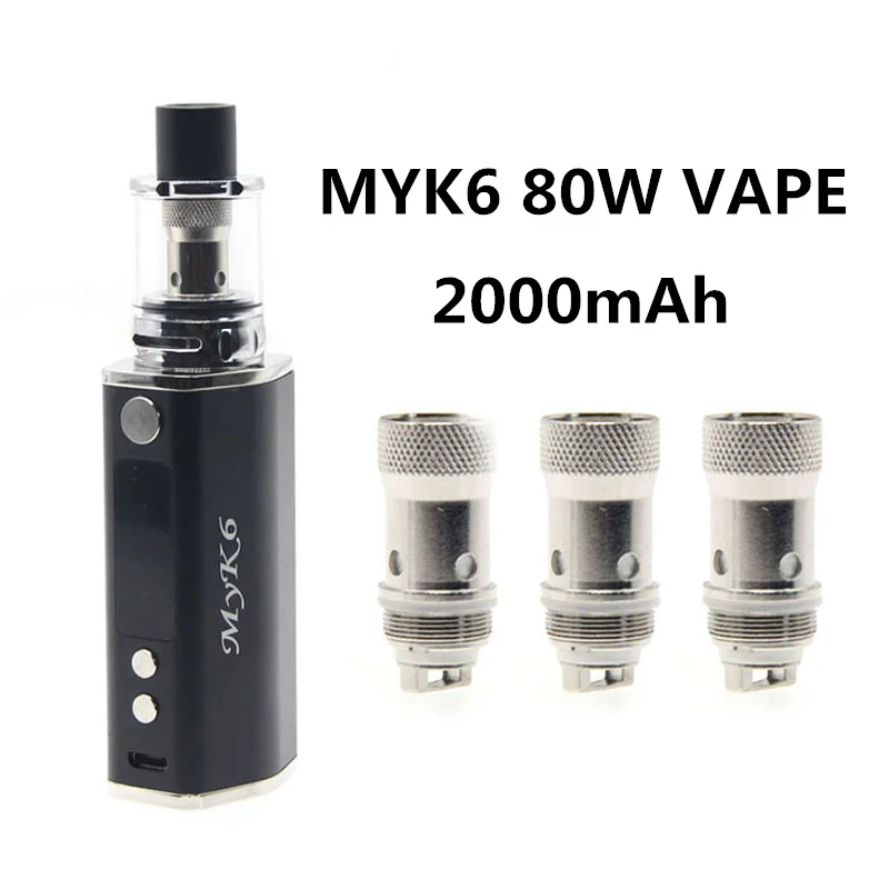 Myk6 80w Vape kit Mod Box Pen 2000mAh Battery 3.0mL K6 Atomiser LED Large Smoke Vaporizer Vaper Electronic Cigarette Myk6 80w Vape kit Mod Box Pen 2000mAh Battery 3.0mL K6 Atomiser LED Large Smoke Vaporizer Vaper Electronic Cigarette