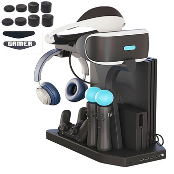 

PSVR PS4 Pro Slim Charging Display Stand Showcase for PS4 VR Playstation 4 Vertical Stand, Fan, Cooler, Controller Charger HUB