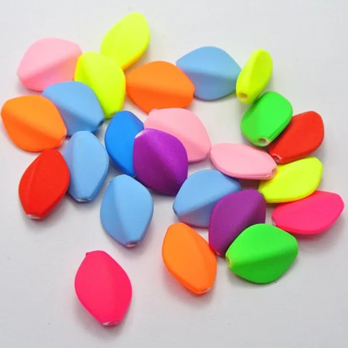 

18*14mm 20pcs Fluorescence Mixed Colors Acrylic DIY Rubber Beads Rubberized for Jewelry Making Craft FB-08