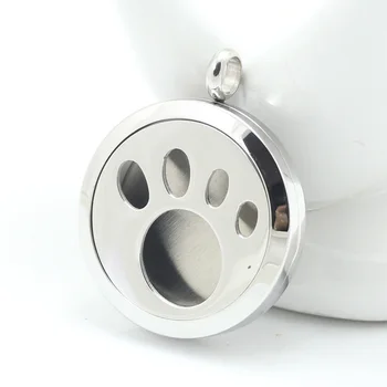 

Stainless Steel dog paw Essential Oil Diffuser Perfume Locket Pendant Necklace