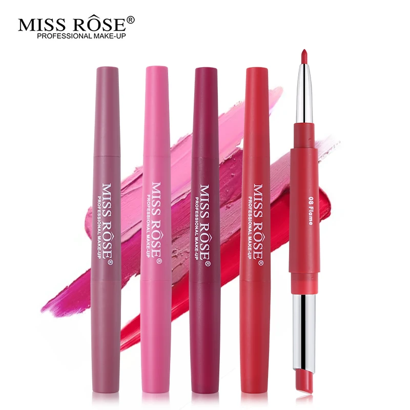 Miss Rose, набор для макияжа, двухсторонняя губная помада+ карандаш-карандаш, бархатная матовая губная помада, телесный карандаш для губ, долговечная косметика