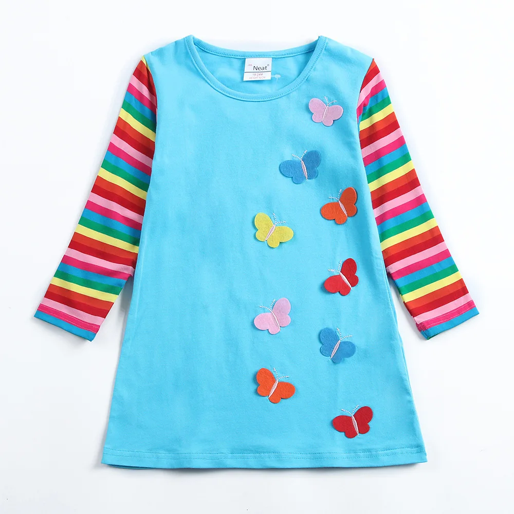 Платье с длинными рукавами для девочек; платье для малышей; сезон осень-весна; повседневное хлопковое платье с вышивкой для детей; детское платье; AL6463-2