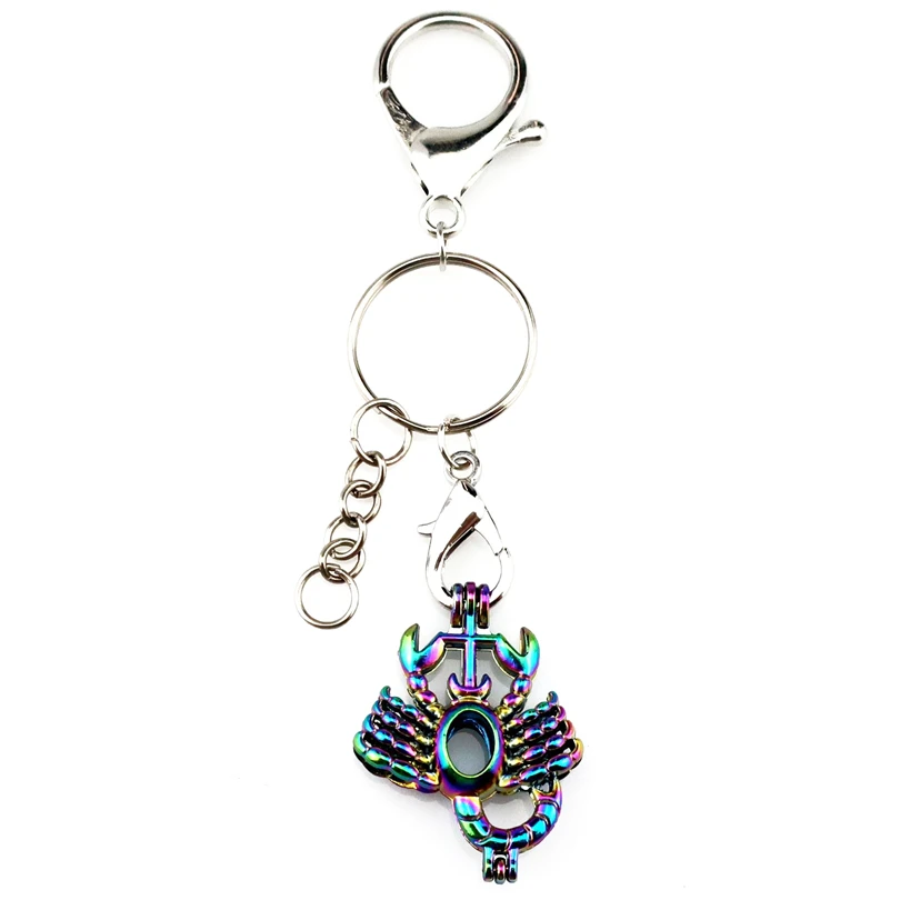 

Key Chains Keychain Silver Plated Key Ring Clasp with Scorpion Beads Cage Locket Y182 Fun Gift