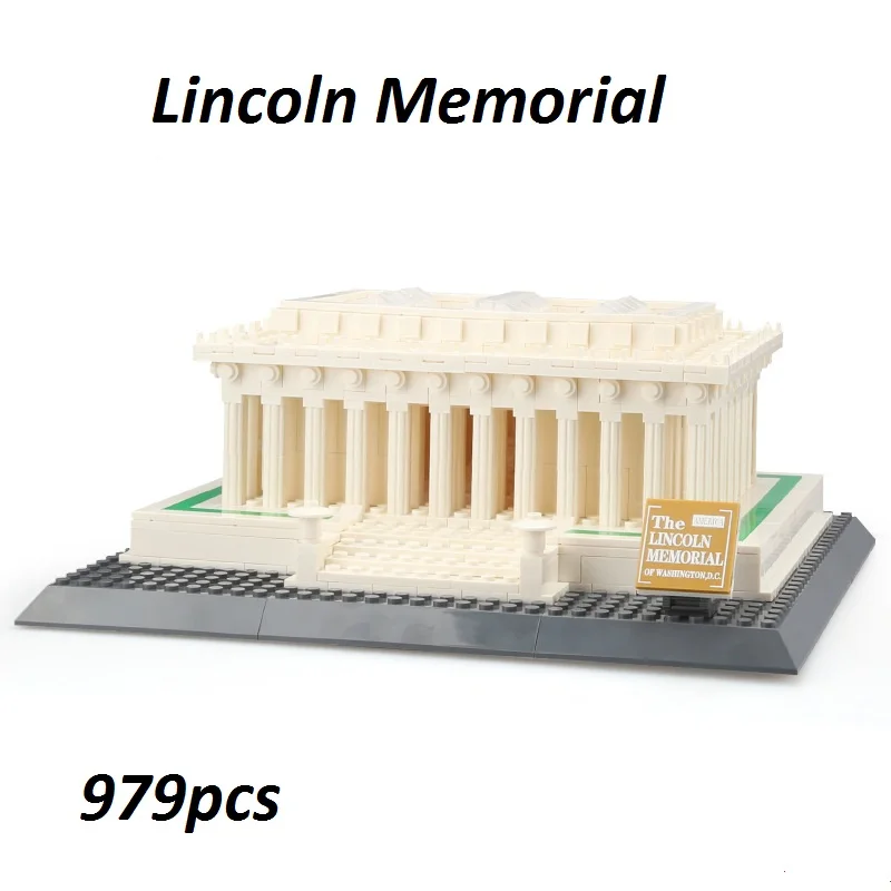 Legoed city World Architecture Building Blocks The Lincoln Memorial bricks house Model kits Educational Toys for Children Gifts