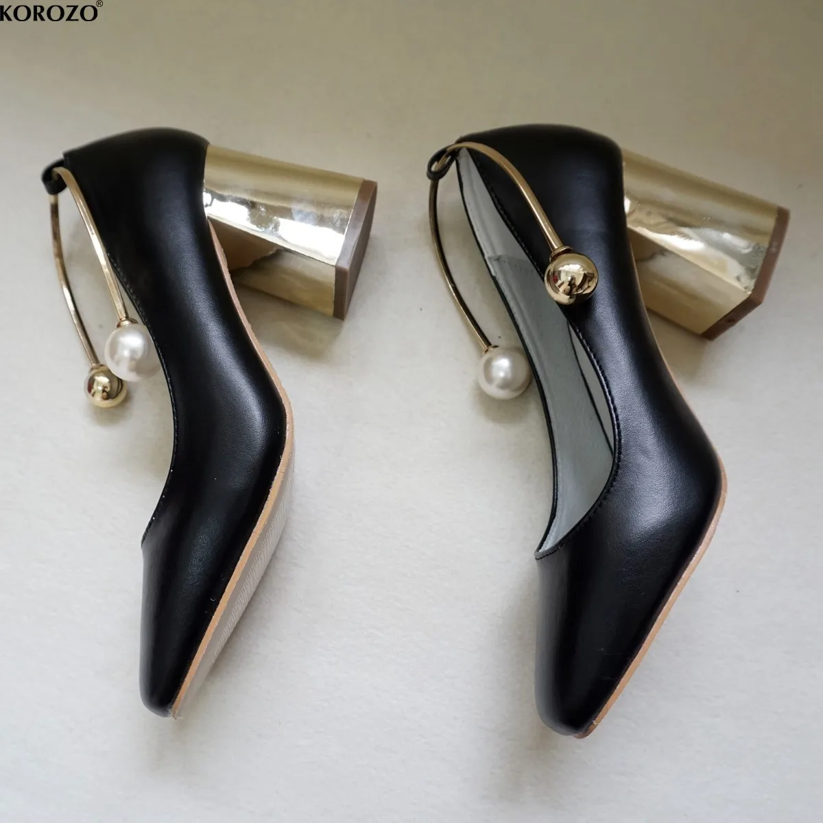 

2017 High Block Heels Women Ladies Pearl Wedding Shoes Bridal Mary Jane Pumps Designer Luxury Black White Square Gold Slipony