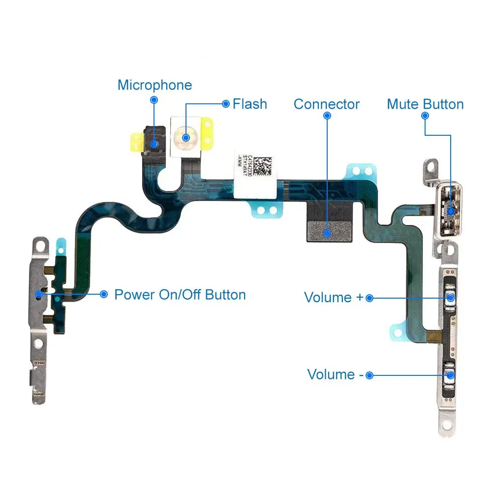1 шт./комплект для iPhone 7 7 Plus кнопка включения/выключения питания Регулятор громкости+ светильник-вспышка+ микрофон+ разъем для отключения звука гибкий кабель с кронштейном
