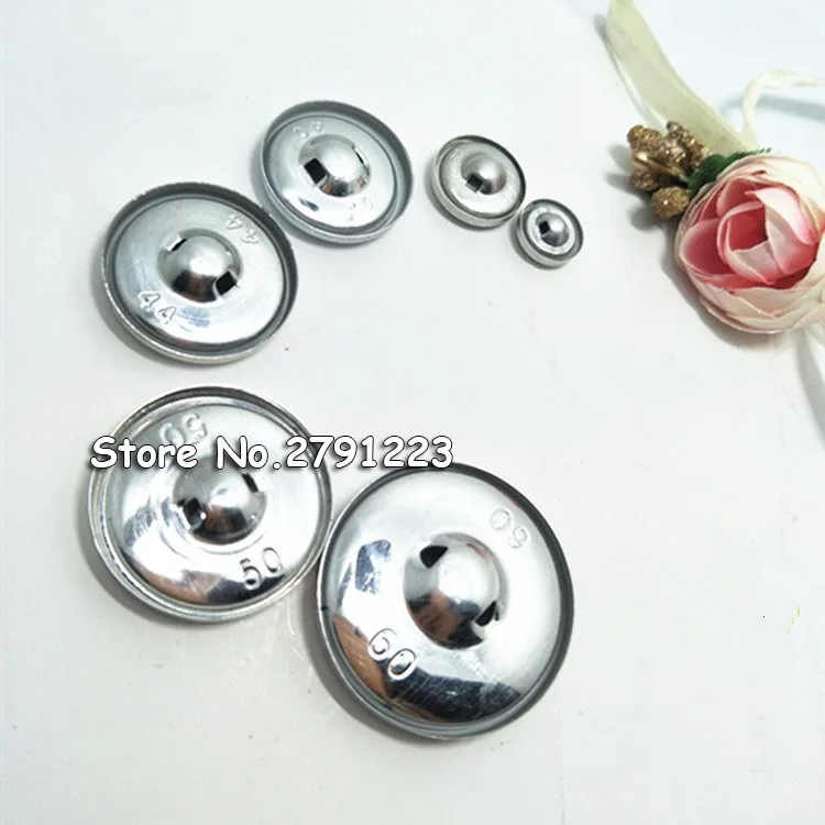 

100pcs Sets/lot #16-80 DIY handmade fabric buttons Bread Shape Round Fabric Covered Cloth Button Cover Metal 4 Back Buttons 13s