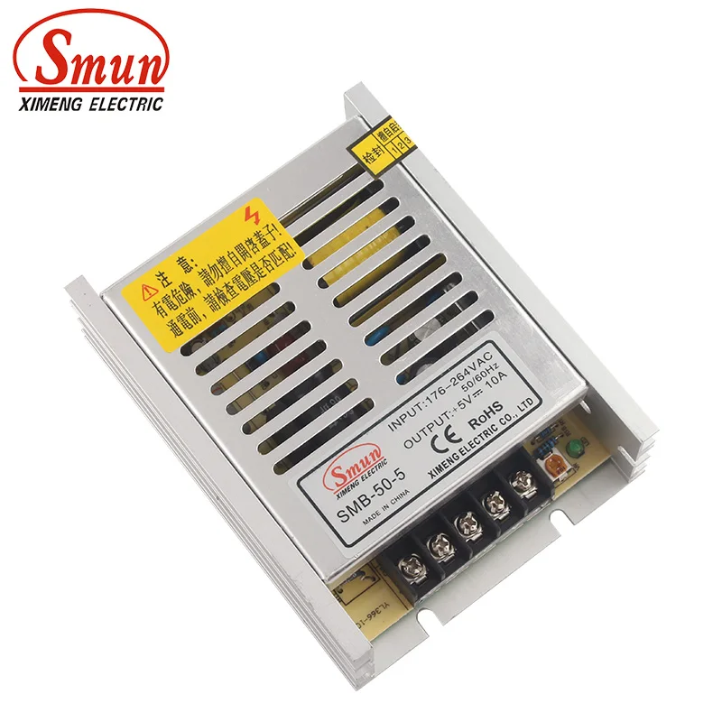 

SMUN SMB-50-5 50W 5VDC 10A Output Switching Power Supply 110V/220V AC Input Small Volume Thin Power Supply