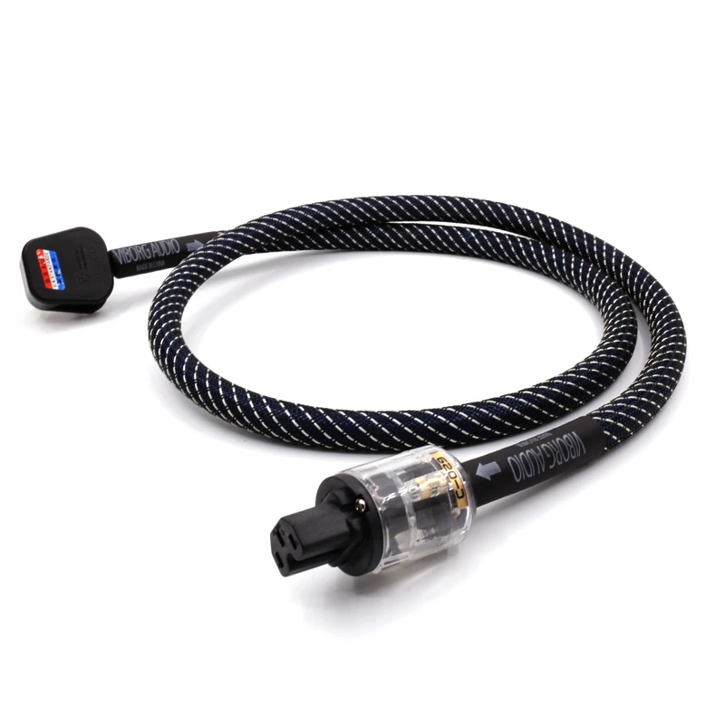 

Free shipping one pieces Siltech SPX-28 OCC silver plated UK audio power cable Mains Power Cord Cable with UK connector plug