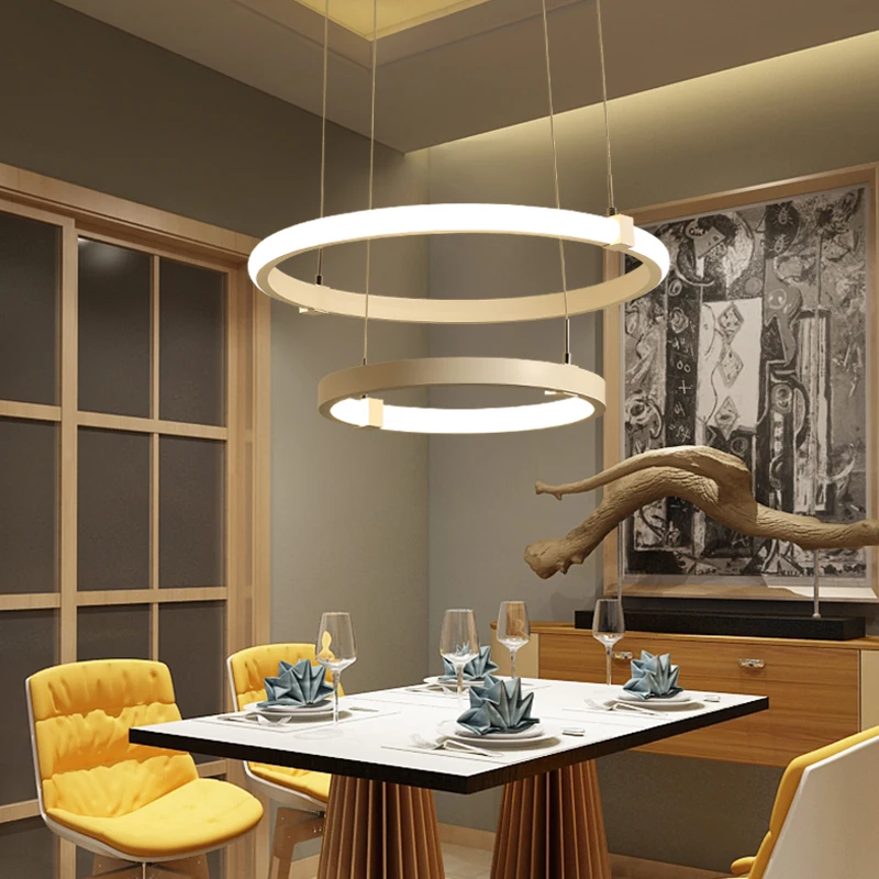 

DX Nordic Led Pendant Light Luminaire For Living Room Remote Control Lamp Postmodern Simplicity Dimmable Lustre Art Ring Fixture