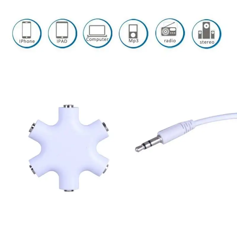 

3.5mm Earphone Audio Splitter Cable 6 Port 3.5mm Aux Adapter Music Sound Output Cables For Phones MP3 PC