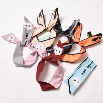 

2019 cross wire small scarf wild fresh simple silk scarf fashion casual hair band ladies small scarf wild