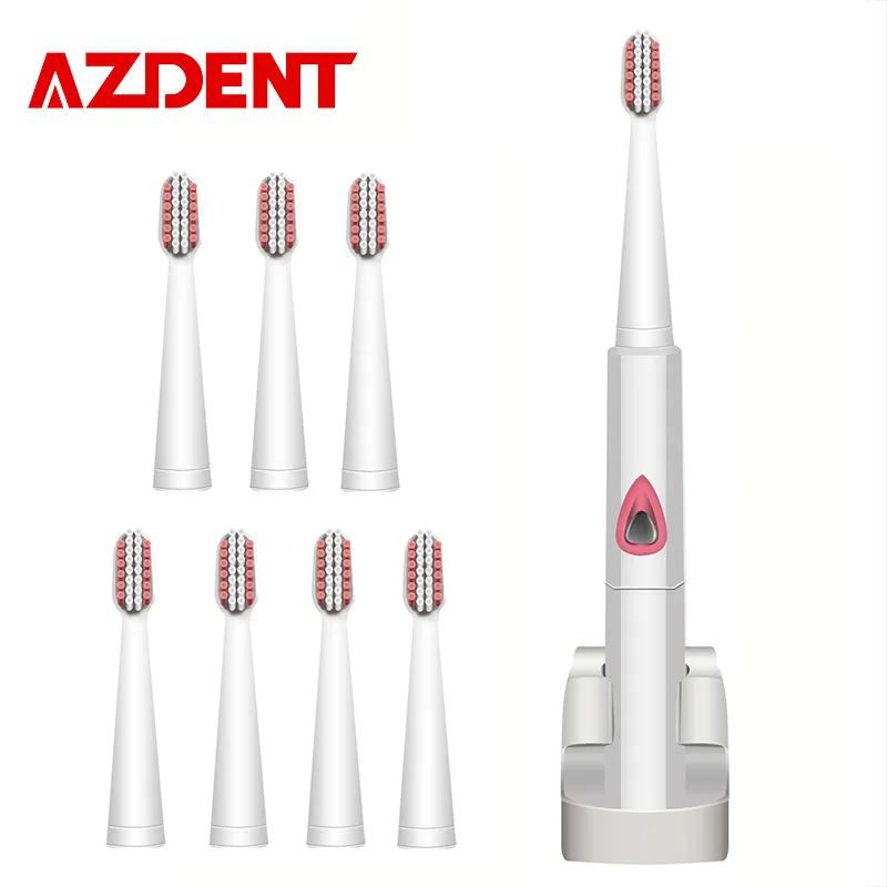 AZDENT 1 компл. с 8 головок Электрический Sonic зубные щетки Перезаряжаемые Dental Care зубная щетка Беспроводной Зарядное устройство для взрослых